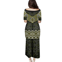 New Zealand Aotearoa Family Matching Puletasi and Hawaiian Shirt Yellow Taniko Art Maori Pattern LT05 - Polynesian Pride