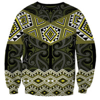 New Zealand Aotearoa Sweatshirt Yellow Taniko Art Maori Pattern