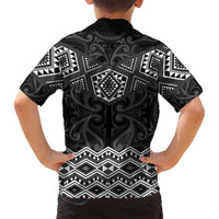 New Zealand Aotearoa Family Matching Tank Maxi Dress and Hawaiian Shirt Black Taniko Art Maori Pattern LT05 - Polynesian Pride