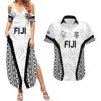 Custom Fiji 2026 Rugby Couples Matching Summer Maxi Dress and Hawaiian Shirt Fijian Tapa Pattern LT05 White - Polynesian Pride