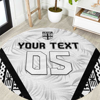 Custom Fiji 2026 Rugby Round Carpet Fijian Tapa Pattern
