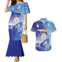 Personalised Marshall Islands Remembrance Day Couples Matching Mermaid Dress and Hawaiian Shirt We Will Always Remember