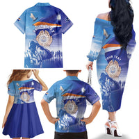 Personalised Marshall Islands Remembrance Day Family Matching Off The Shoulder Long Sleeve Dress and Hawaiian Shirt We Will Always Remember