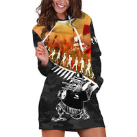 New Zealand ANZAC Rugby Hoodie Dress Soldier Fern With Kiwi Bird LT05 Black - Polynesian Pride
