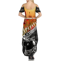 New Zealand ANZAC Rugby Summer Maxi Dress Soldier Fern With Kiwi Bird LT05 - Polynesian Pride