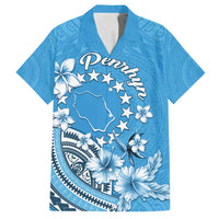 Personalised Penrhyn Gospel Day Family Matching Off Shoulder Short Dress and Hawaiian Shirt Cook Islands Tribal Pattern LT05 Dad's Shirt - Short Sleeve Blue - Polynesian Pride