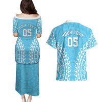 Custom Cook Islands Mauke Couples Matching Puletasi and Hawaiian Shirt Polynesian Tribal Tattoo