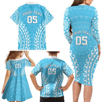 Custom Cook Islands Mauke Family Matching Long Sleeve Bodycon Dress and Hawaiian Shirt Polynesian Tribal Tattoo LT05 - Polynesian Pride
