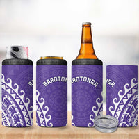 Cook Islands Rarotonga 4 in 1 Can Cooler Tumbler Polynesian Tribal Tattoo