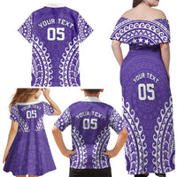 Custom Cook Islands Rarotonga Family Matching Off Shoulder Maxi Dress and Hawaiian Shirt Polynesian Tribal Tattoo LT05 - Polynesian Pride