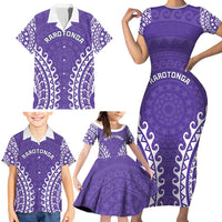 Custom Cook Islands Rarotonga Family Matching Short Sleeve Bodycon Dress and Hawaiian Shirt Polynesian Tribal Tattoo LT05 - Polynesian Pride