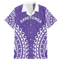 Custom Cook Islands Rarotonga Family Matching Short Sleeve Bodycon Dress and Hawaiian Shirt Polynesian Tribal Tattoo LT05 Dad's Shirt - Short Sleeve Purple - Polynesian Pride