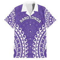 Custom Cook Islands Rarotonga Family Matching Tank Maxi Dress and Hawaiian Shirt Polynesian Tribal Tattoo LT05 Dad's Shirt - Short Sleeve Purple - Polynesian Pride