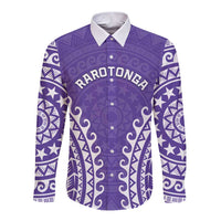 Custom Cook Islands Rarotonga Long Sleeve Button Shirt Polynesian Tribal Tattoo