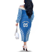 Custom Cook Islands Pukapuka Family Matching Off The Shoulder Long Sleeve Dress and Hawaiian Shirt Polynesian Tribal Tattoo LT05 - Polynesian Pride
