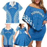 Custom Cook Islands Pukapuka Family Matching Off Shoulder Short Dress and Hawaiian Shirt Polynesian Tribal Tattoo LT05 - Polynesian Pride