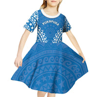 Custom Cook Islands Pukapuka Kid Short Sleeve Dress Polynesian Tribal Tattoo