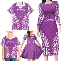 Custom Cook Islands Mangaia Family Matching Long Sleeve Bodycon Dress and Hawaiian Shirt Polynesian Tribal Tattoo LT05 - Polynesian Pride