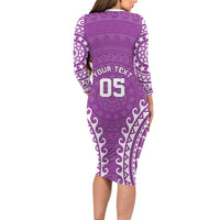 Custom Cook Islands Mangaia Family Matching Long Sleeve Bodycon Dress and Hawaiian Shirt Polynesian Tribal Tattoo LT05 - Polynesian Pride