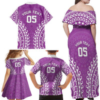 Custom Cook Islands Mangaia Family Matching Off Shoulder Maxi Dress and Hawaiian Shirt Polynesian Tribal Tattoo LT05 - Polynesian Pride