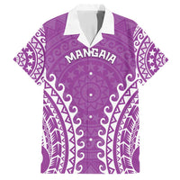 Custom Cook Islands Mangaia Family Matching Off Shoulder Maxi Dress and Hawaiian Shirt Polynesian Tribal Tattoo LT05 Dad's Shirt - Short Sleeve Pink - Polynesian Pride