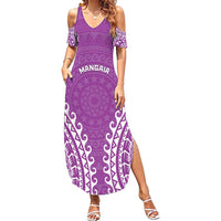 Custom Cook Islands Mangaia Family Matching Summer Maxi Dress and Hawaiian Shirt Polynesian Tribal Tattoo LT05 Mom's Dress Pink - Polynesian Pride