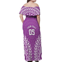 Custom Cook Islands Mangaia Off Shoulder Maxi Dress Polynesian Tribal Tattoo