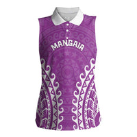 Custom Cook Islands Mangaia Women Sleeveless Polo Shirt Polynesian Tribal Tattoo