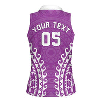 Custom Cook Islands Mangaia Women Sleeveless Polo Shirt Polynesian Tribal Tattoo