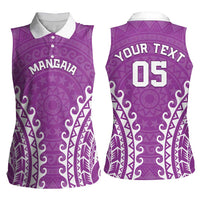Custom Cook Islands Mangaia Women Sleeveless Polo Shirt Polynesian Tribal Tattoo