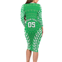 Custom Cook Islands Mitiaro Family Matching Long Sleeve Bodycon Dress and Hawaiian Shirt Polynesian Tribal Tattoo LT05 - Polynesian Pride