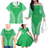 Custom Cook Islands Mitiaro Family Matching Off The Shoulder Long Sleeve Dress and Hawaiian Shirt Polynesian Tribal Tattoo LT05 - Polynesian Pride