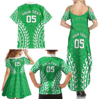 Custom Cook Islands Mitiaro Family Matching Summer Maxi Dress and Hawaiian Shirt Polynesian Tribal Tattoo LT05 - Polynesian Pride