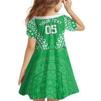 Custom Cook Islands Mitiaro Kid Short Sleeve Dress Polynesian Tribal Tattoo