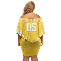 Custom Cook Islands Aitutaki Family Matching Off Shoulder Short Dress and Hawaiian Shirt Polynesian Tribal Tattoo LT05 - Polynesian Pride