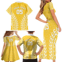 Custom Cook Islands Aitutaki Family Matching Short Sleeve Bodycon Dress and Hawaiian Shirt Polynesian Tribal Tattoo LT05 - Polynesian Pride