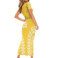 Custom Cook Islands Aitutaki Family Matching Short Sleeve Bodycon Dress and Hawaiian Shirt Polynesian Tribal Tattoo LT05 - Polynesian Pride