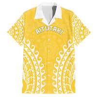 Custom Cook Islands Aitutaki Hawaiian Shirt Polynesian Tribal Tattoo LT05 Yellow - Polynesian Pride