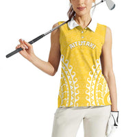Custom Cook Islands Aitutaki Women Sleeveless Polo Shirt Polynesian Tribal Tattoo