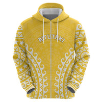 Custom Cook Islands Aitutaki Zip Hoodie Polynesian Tribal Tattoo