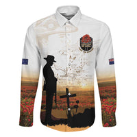 Australia And New Zealand ANZAC Day Family Matching Off The Shoulder Long Sleeve Dress and Hawaiian Shirt Battle Of Beersheba LT05 Dad's Shirt - Long Sleeve Beige - Polynesian Pride