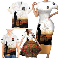 Australia And New Zealand ANZAC Day Family Matching Short Sleeve Bodycon Dress and Hawaiian Shirt Battle Of Beersheba LT05 - Polynesian Pride