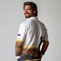 Australia And New Zealand ANZAC Day Long Sleeve Polo Shirt Battle Of Beersheba LT05 - Polynesian Pride