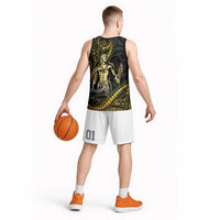 Filipinos Lapu Lapu Hero Basketball Jersey Gold Polynesian Tribal Tattoo