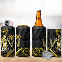 Filipinos Lapu Lapu Hero 4 in 1 Can Cooler Tumbler Gold Polynesian Tribal Tattoo