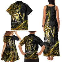 Filipinos Lapu Lapu Hero Family Matching Tank Maxi Dress and Hawaiian Shirt Gold Polynesian Tribal Tattoo LT05 - Polynesian Pride