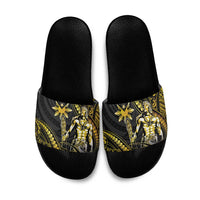 Filipinos Lapu Lapu Hero Slide Sandals Gold Polynesian Tribal Tattoo