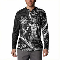 Filipinos Lapu Lapu Hero Button Sweatshirt Black Polynesian Tribal Tattoo