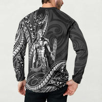 Filipinos Lapu Lapu Hero Button Sweatshirt Black Polynesian Tribal Tattoo