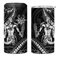 Filipinos Lapu Lapu Hero 4 in 1 Can Cooler Tumbler Black Polynesian Tribal Tattoo